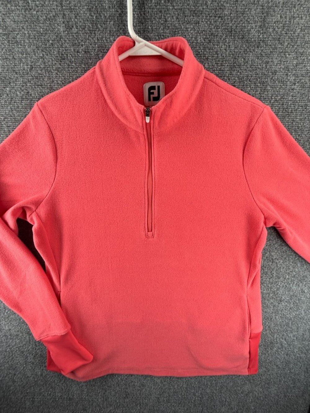 Foot Joy Golf Jacket Women Pullover Fleece Soft Pink Medium Pockets 1/4 Zip